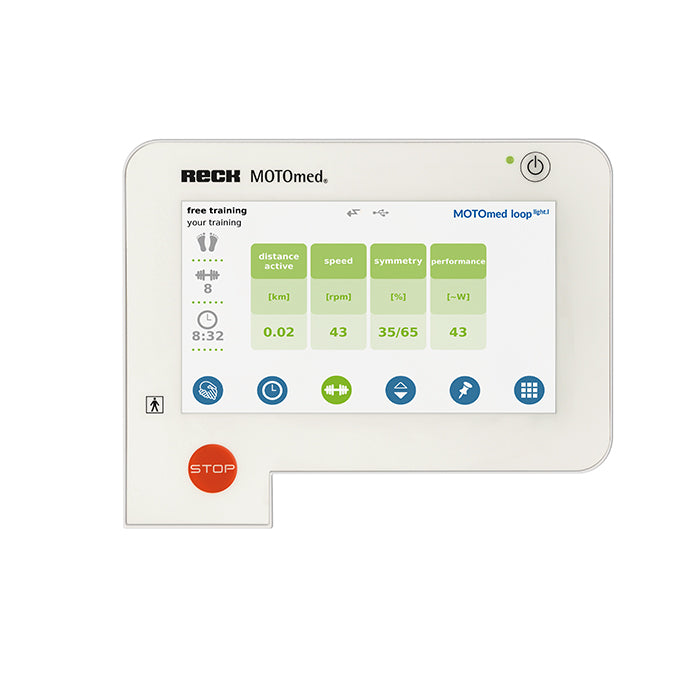 Bicicleta estática asistida por motor MOTOmed USA loop light.la, entrenador activo y pasivo