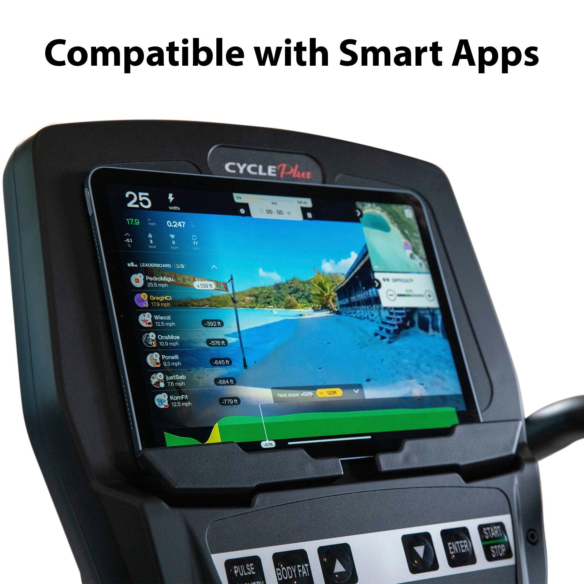 Bicicleta reclinada CyclePlus con ejercicio para brazos